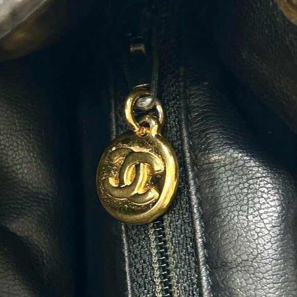 RARE Authentic CHANEL Vintage CC Lambskin Leather Backpack Shoulder Bag Black - Picture 16 of 16